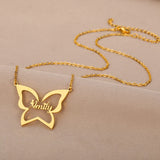 Butterfly Heart Name Necklace for Women Personalized Charm Letter Jewelry