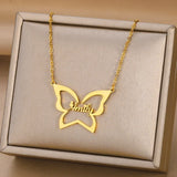 Butterfly Heart Name Necklace for Women Personalized Charm Letter Jewelry