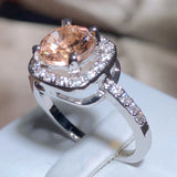 Champagne Zirconia Geometric Square Ring 925 Stamp