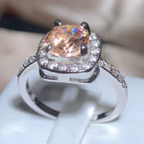 Champagne Zirconia Geometric Square Ring 925 Stamp