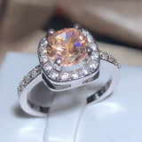Champagne Zirconia Geometric Square Ring 925 Stamp