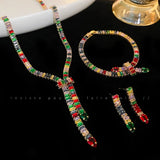 Colorful CZ Jewellery Set - Necklace Bracelet Earring