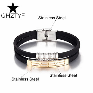 Heartbeat Love Charm Bracelets for Couples Steel Cuff Rubber Belts