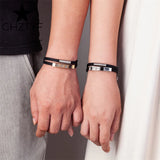 Heartbeat Love Charm Bracelets for Couples Steel Cuff Rubber Belts