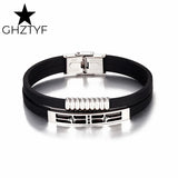 Heartbeat Love Charm Bracelets for Couples Steel Cuff Rubber Belts