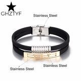 Heartbeat Love Charm Bracelets for Couples Steel Cuff Rubber Belts