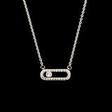 Romantic Zircon Bead Pendant Necklace Stainless Steel Rose Femme Wedding Jewelry