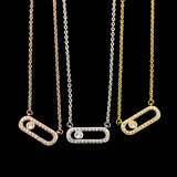 Romantic Zircon Bead Pendant Necklace Stainless Steel Rose Femme Wedding Jewelry