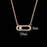 Romantic Zircon Bead Pendant Necklace Stainless Steel Rose Femme Wedding Jewelry