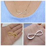 Romantic Infinity Name Necklace Personalized Two Nameplate Charm Necklaces