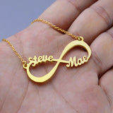 Romantic Infinity Name Necklace Personalized Two Nameplate Charm Necklaces