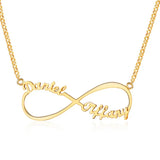 Romantic Infinity Name Necklace Personalized Two Nameplate Charm Necklaces