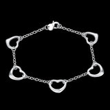 925 Silver Heart Charm Bracelet Women Jewelry