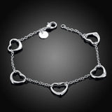 925 Silver Heart Charm Bracelet Women Jewelry