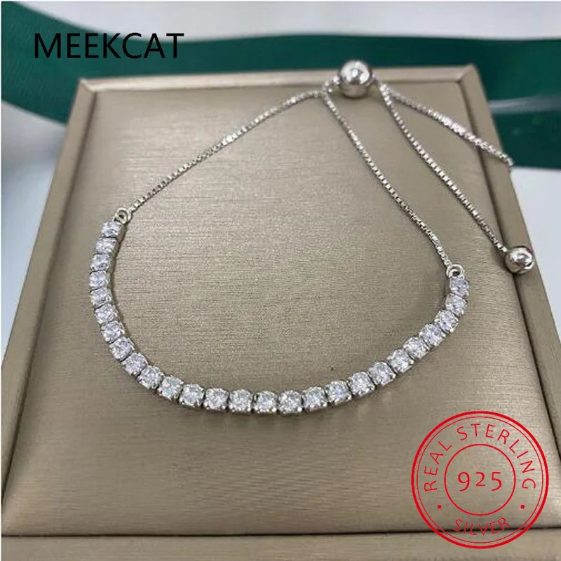 925 Silver Moissanite Diamond Gemstone Bracelet