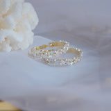 Romantic CZ Stud Earrings 14k Plated Pearl Flower Earrings