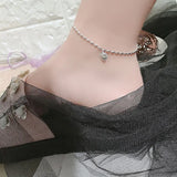 925 Sterling Silver Love Symbol Ankle Bracelet