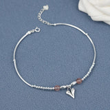 Romantic Love Symbol Pendant Anklet 925 Sterling Silver Ankle Bracelet
