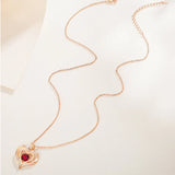 Double Heart CZ Pendant Necklace - Valentines Gift