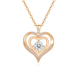 Double Heart CZ Pendant Necklace - Valentines Gift