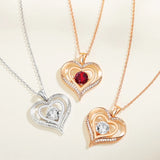 Double Heart CZ Pendant Necklace - Valentines Gift