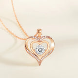 Double Heart CZ Pendant Necklace - Valentines Gift