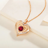 Double Heart CZ Pendant Necklace - Valentines Gift