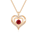 Double Heart CZ Pendant Necklace - Valentines Gift