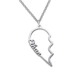 Double Heart Necklace Couple Necklace Stainless Steel Nameplate Pendant