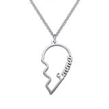 Double Heart Necklace Couple Necklace Stainless Steel Nameplate Pendant