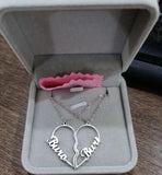 Double Heart Necklace Couple Necklace Stainless Steel Nameplate Pendant