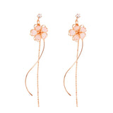 Cherry Blossoms Flower Earrings Sweet Pink Tassel Drop Jewelry