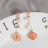 Cherry Blossoms Flower Earrings Sweet Pink Tassel Drop Jewelry