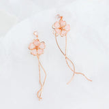 Cherry Blossoms Flower Earrings Sweet Pink Tassel Drop Jewelry