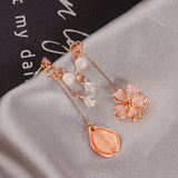 Cherry Blossoms Flower Earrings Sweet Pink Tassel Drop Jewelry
