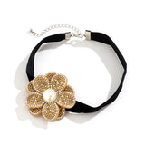 Vintage Rhinestone Rose Flower Choker Necklace for Women