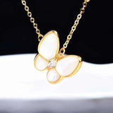 Romantic Shell Zircon Pendant Necklace Butterfly Jewelry