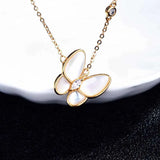 Romantic Shell Zircon Pendant Necklace Butterfly Jewelry