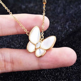 Romantic Shell Zircon Pendant Necklace Butterfly Jewelry