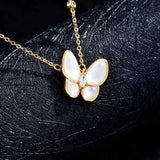 Romantic Shell Zircon Pendant Necklace Butterfly Jewelry