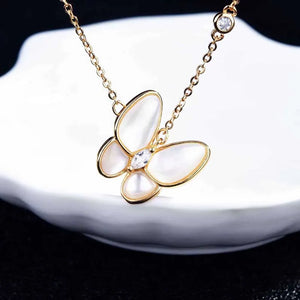 Romantic Shell Zircon Pendant Necklace Butterfly Jewelry
