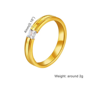 Zircon Stone Couple Silver Wedding Band Rings