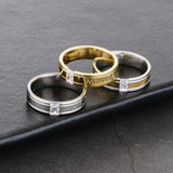 Zircon Stone Couple Silver Wedding Band Rings