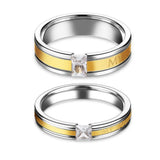 Zircon Stone Couple Silver Wedding Band Rings