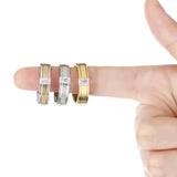 Zircon Stone Couple Silver Wedding Band Rings