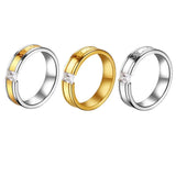 Zircon Stone Couple Silver Wedding Band Rings