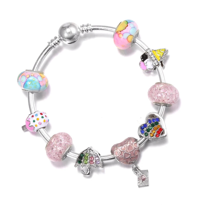 Romantic Envelope Of Love & Rainbow & Ice cream Charm Bead Pendant