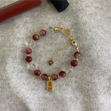 Romantic Style Tourmaline Jades Crystal Beads Pendant Bracelet