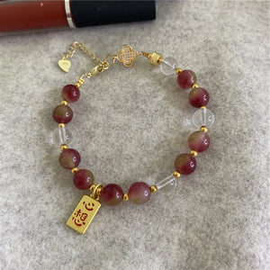 Romantic Style Tourmaline Jades Crystal Beads Pendant Bracelet