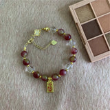 Romantic Style Tourmaline Jades Crystal Beads Pendant Bracelet